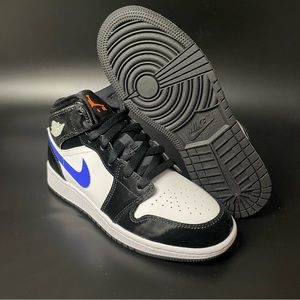 Nike Jordan 1 Mid Racer Blue New Black White Blue Sz 4y or 5.5 Women